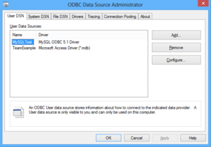ODBC Control Panel on Windows 8