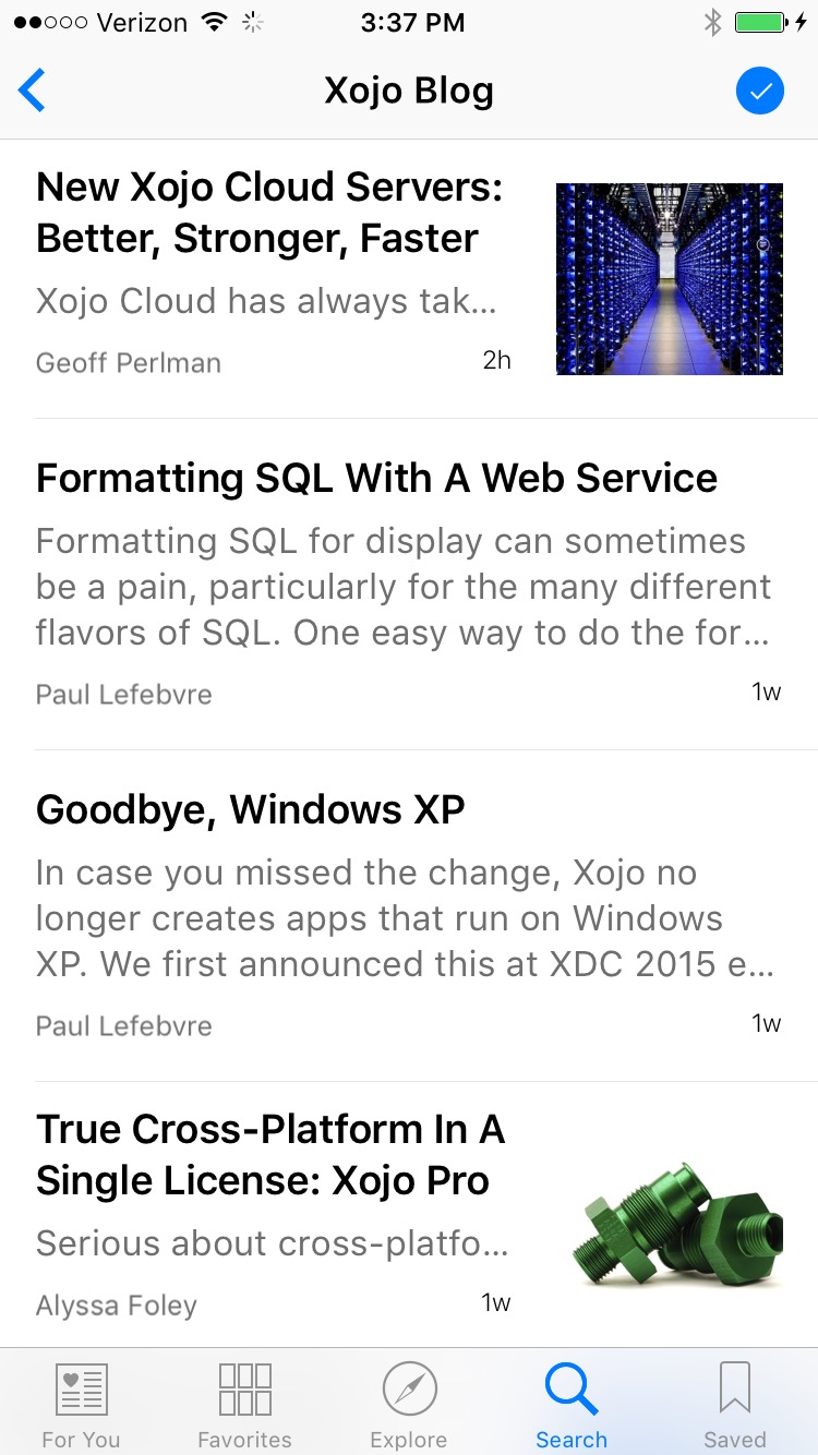 Xojo Blog on Apple News